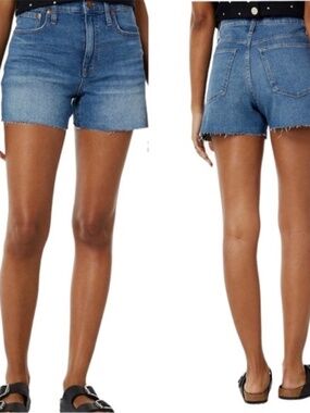 Madewell High Rise Denim Shorts Size 29 Blue Raw Hem Women Jean Shorts